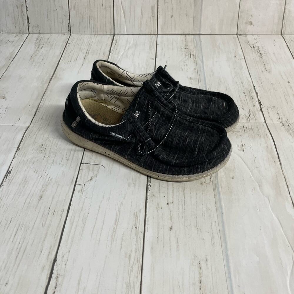 Hey Dude Wally Youth Black Stretch Shoes Youth Size 3